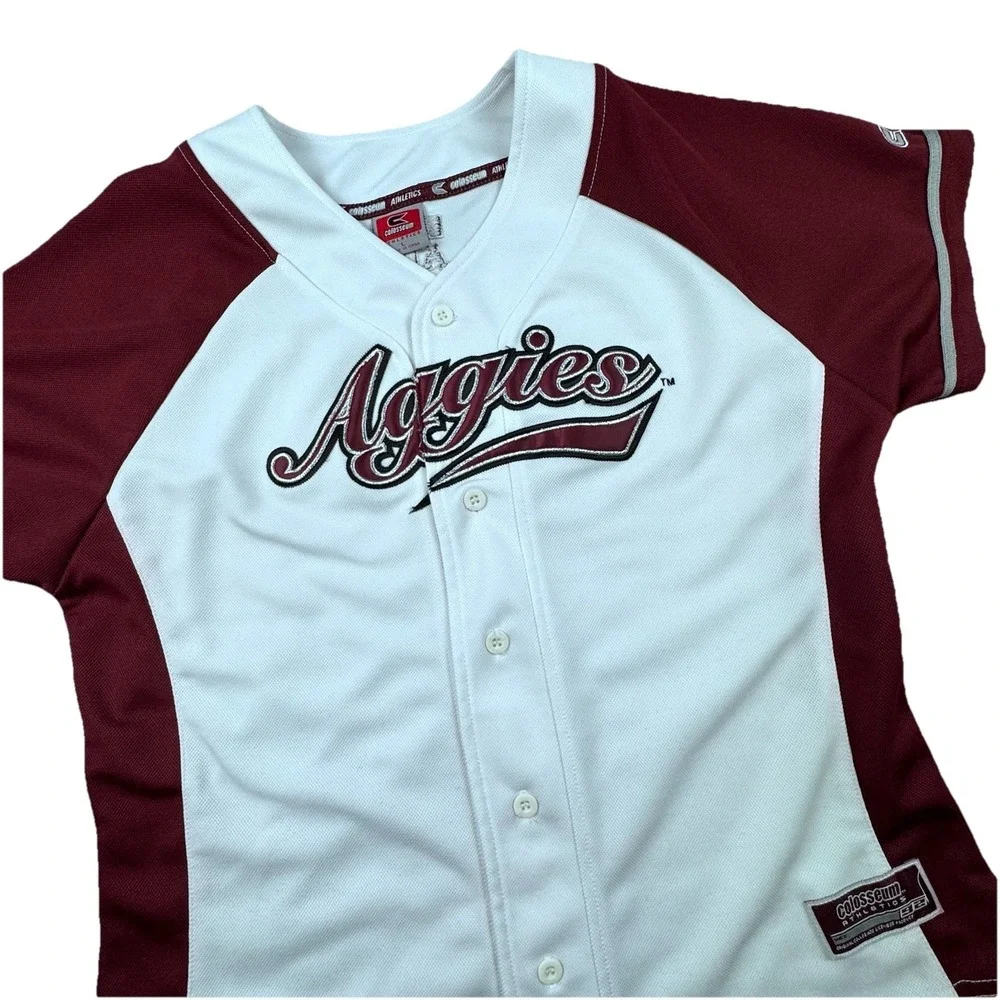 Vintage Colosseum Texas A&M‎ Jersey Kid L Aggies Baseball Sports Button